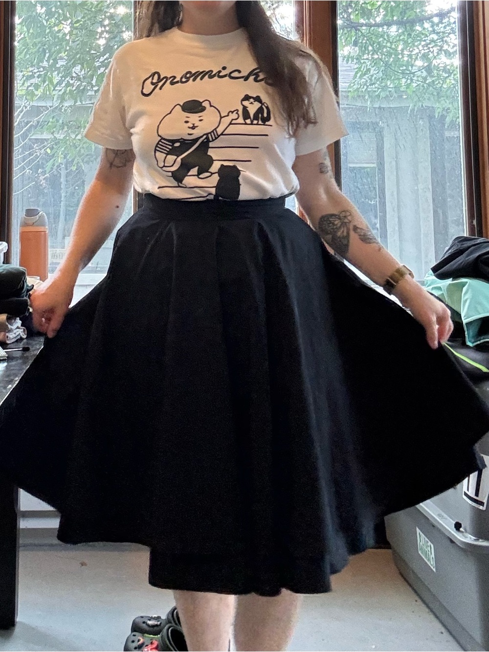 Black two-layer circle skirt